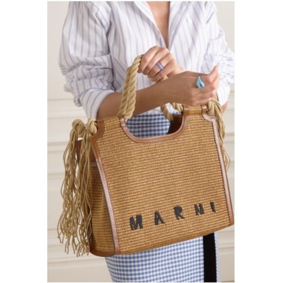 MARNI MARCEL RAFFIA NORTH SOUTH ROPE TOTE BAG PRELOVED - Picture 3 of 16